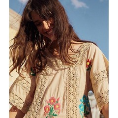 Christy Dawn The Simone Dress Cream Embroidered Size XS Small