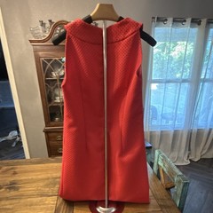 Kali Dress Red Solid Shift Dress 10 Scoop Neck Sleeveless Knit Beaded Zip
