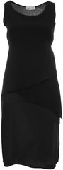 Ladies Black 3 Tier Triple Layer Chiffon Georgette Ties On Back Pencil Dress