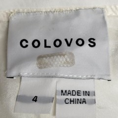 Colovos Size 4 RTR Designer Cream Midi Dress Asymmetrical Hem Side Zip Belted