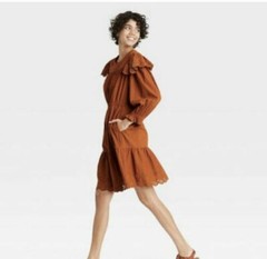 Universal Thread™ Women&rsquo;s Ruffle Long Sleeve Ruffle Dress Brown – Pick Size