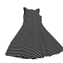 Peter Som DesigNation Black White Striped V-Neck Fit Flare Dress Womens 4