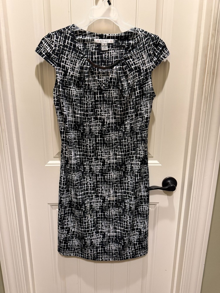 AA Studio AA Dress Black & White Pattern Size 8 Excellent Condition – 0016