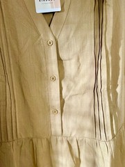 KIRUNDO Tan Solid Button-Front Midi Shirt Dress V-Neck Flutter Sleeve XL