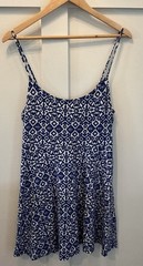 H&M Divided Blue White Geometric Fit & Flare Cami Dress Women’s Large Cotton