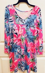 NWT Lilly Pulitzer Kaisley Dual Neck Dress MEDIUM in Pretty In Pink Cockatoo