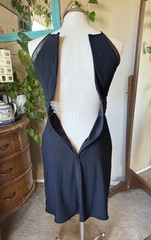 NW NIGHTWAY Women&rsquo;s Sheer Inset Cut Out Black Dress Lined-Padded SZ/6