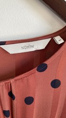 Numph Rust Navy Polka Dot Short Sleeve Midi Dress Size 40 Terracotta UK 10 -12