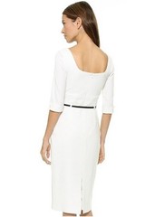 BLACK HALO Jackie O Belted Sheath Hollywood Celebrity 3/4 Sleeve Black Dress