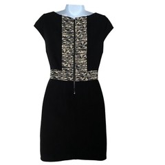 Alice & Olivia Women&rsquo;s Black Bodycon Burnout Elastic Panel Waist/Zipper Dress 4