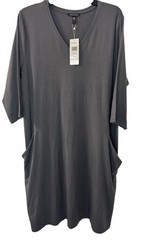 Eileen Fisher XL EXTRA LARGE V-neck Elbow Sleeve A-Line Dress Jersey Knit