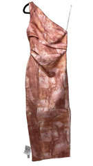 ASOS DESIGN Pleated One Shoulder Midi Dress Pink Abstract Scuba Women&rsquo;s 4 NWT