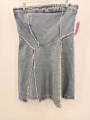 Pre-Owned Signature 8 Blue Size Large Denim Short Strapless Dress