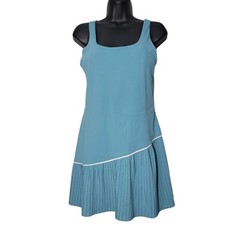 JoyLab Asymmetrical Pleated Exercise Dress Teal Nylon Spandex Athletic Medium