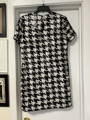 Ann Taylor Black White Houndstooth Sequin Shift Dress Round Neck Size 8P