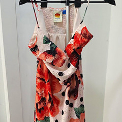 FARM for Anthropologie Floral Eyelet Midi Slip Dress V-Neck Spaghetti 12