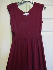 Women’s Sleeveless V Neck Cut Out Detail Maxi A-Lined Dress Size M~L Burgundy