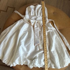 Vintage Handmade Fairy Dress Satin Ivory Bow Bubble Hem Romantic Bridal S