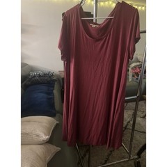 Style & Co Womens XL Burgundy Short Sleeve Scoop Neck Swing T-Shirt Dress NWT
