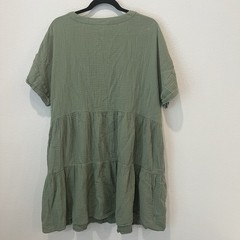 Madewell Lightspun Cuff-Sleeve Button-Front Tiered Mini Dress – Sage Green XXL