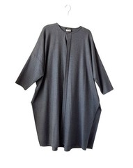 Eskandar Wool/Cashmere Maxi Tunic Duster 1 Size Gray Neiman Marcus Minor Flaws