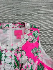 Lilly Pulitzer Dress Womens 14 Pink Green Floral Cotton Blouson