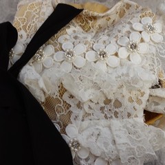 Cocktail Lace Mini Dress Women XS White Floral Pearl Beach Sexy Bustier MIA
