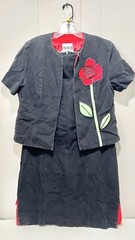 Saks Fifth Avenue Womens 2 Piece Dress Set 12P Floral Appliqué Jacket Sheath