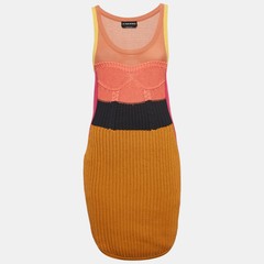 Sonia Rykiel Multicolor Rib Knit Sleeveless Mini Dress XS