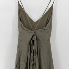 Lulus Skater Dress Women M Olive Green Lace Up Back Strappy V-Neck Mini Boho