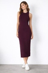 Lululemon All Aligned Midi Dress Cassis Nulu Bodycon Minimalist Sporty Chic Sz 2