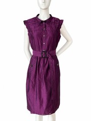 Burberry Silk Cotton Belted Shirt Dress IT44