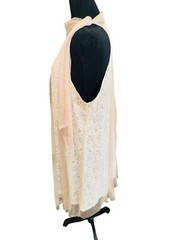 NWT RYU IVORY DRESS TAN TULLE NUDE LACE TIE NECK HALTER M Party Wedding Cocktail