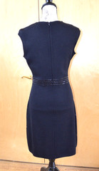 St. John Evening black beaded sleeveless dress, knit, size 4