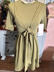 Lululemon Cotton Wrap T-shirt Dress Crew Neck Short Sleeve Olive Green 2 NWT