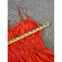 Quince 100% Organic Cotton Keyhole Midi Dress Women Large Orange Sundress