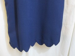 Monteau Navy basic shift dress oval neck sleeveless Zip scalloped hem Large