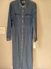 Crazy Horse Dress SZ 14 Denim Long Sleeve Button Up Western Prairie Cowgirl Chic