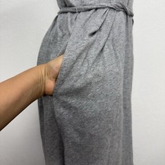 Madison Gray Stretch Pocketed Slit Back Tie Midi Dress Womens Size Large Casual