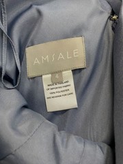 Amsale Women&rsquo;s Blue Mikado Puff-Sleeve A-line Dress Size 4