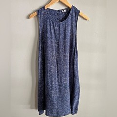 Roxy Boho Mandala Tank Dress Navy Blue Sleeveless Festival Mini S