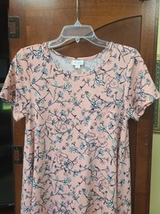 LuLaRoe Carly Winnie the Pooh Print Dress Peach Navy White XS
