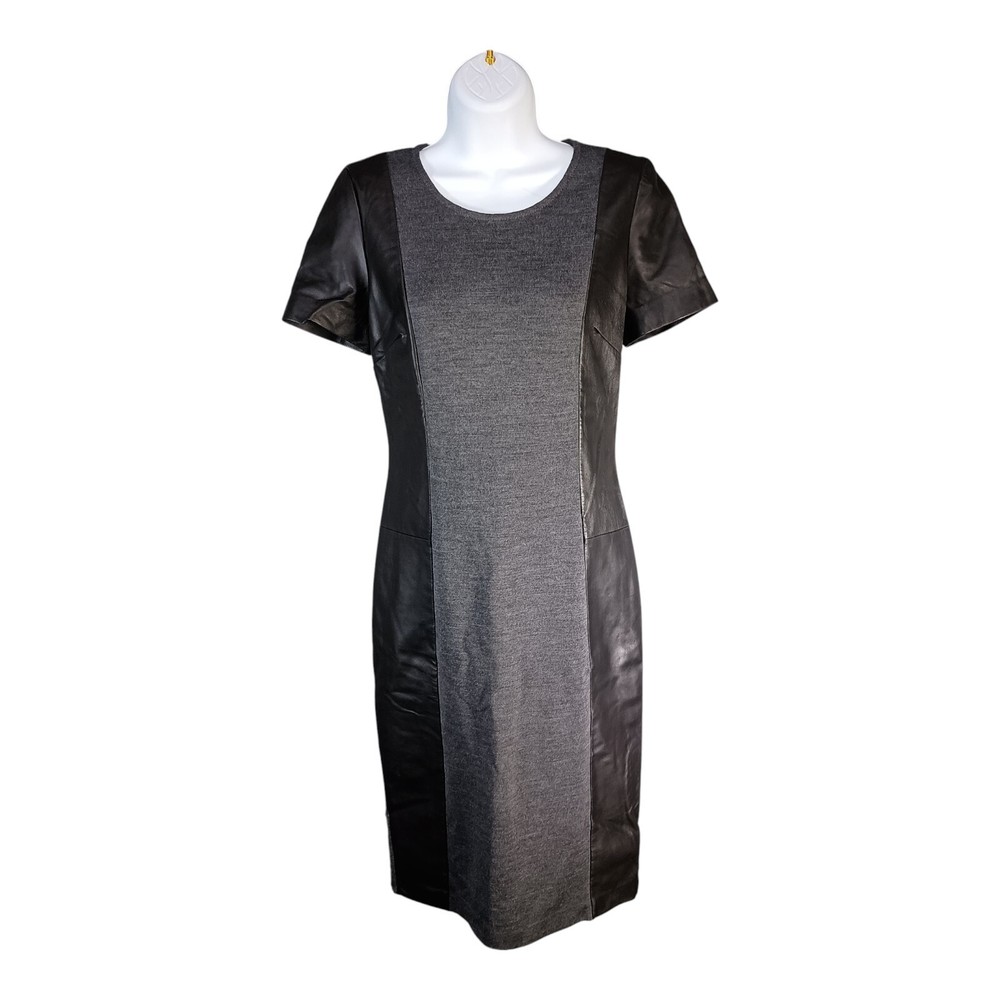 St. John Dress 2 Womens Black/Grey Knee Length Bodycon Sleeveless Round Neck