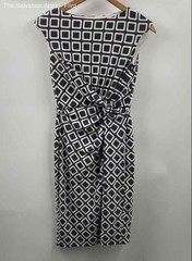Lauren Ralph Lauren Womens Gray White Square Pattern Sheath Dress Size 4