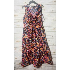 French Connection Floral Sleeveless Side Zipper and Pockets Maxi Dress Size XXL