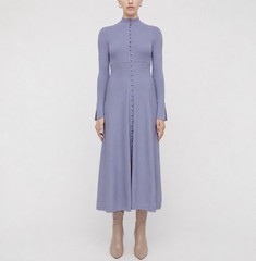 Scanlan Theodore Crepe Polo Dress Size Small S Midi Knit Lilac Button