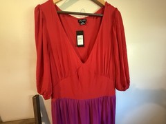 City Chic Willow Multicolor Colorblock V-Neck Smocked Maxi Dress M/18