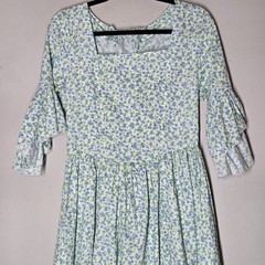 Cottagecore Floral Maxi Dress Prairie Boho Lace Up Corset Bell Sleeve Size 6