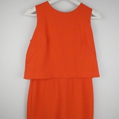 Eliza J Dress Womens 2 Orange Sleeveless Crepe Popover Sheath Stretch Lined