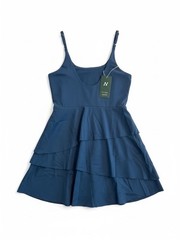 Halara SoftlyZero Airy Tiered Ruffle 2-in-1 Mini Dress Ink Green Medium NWT